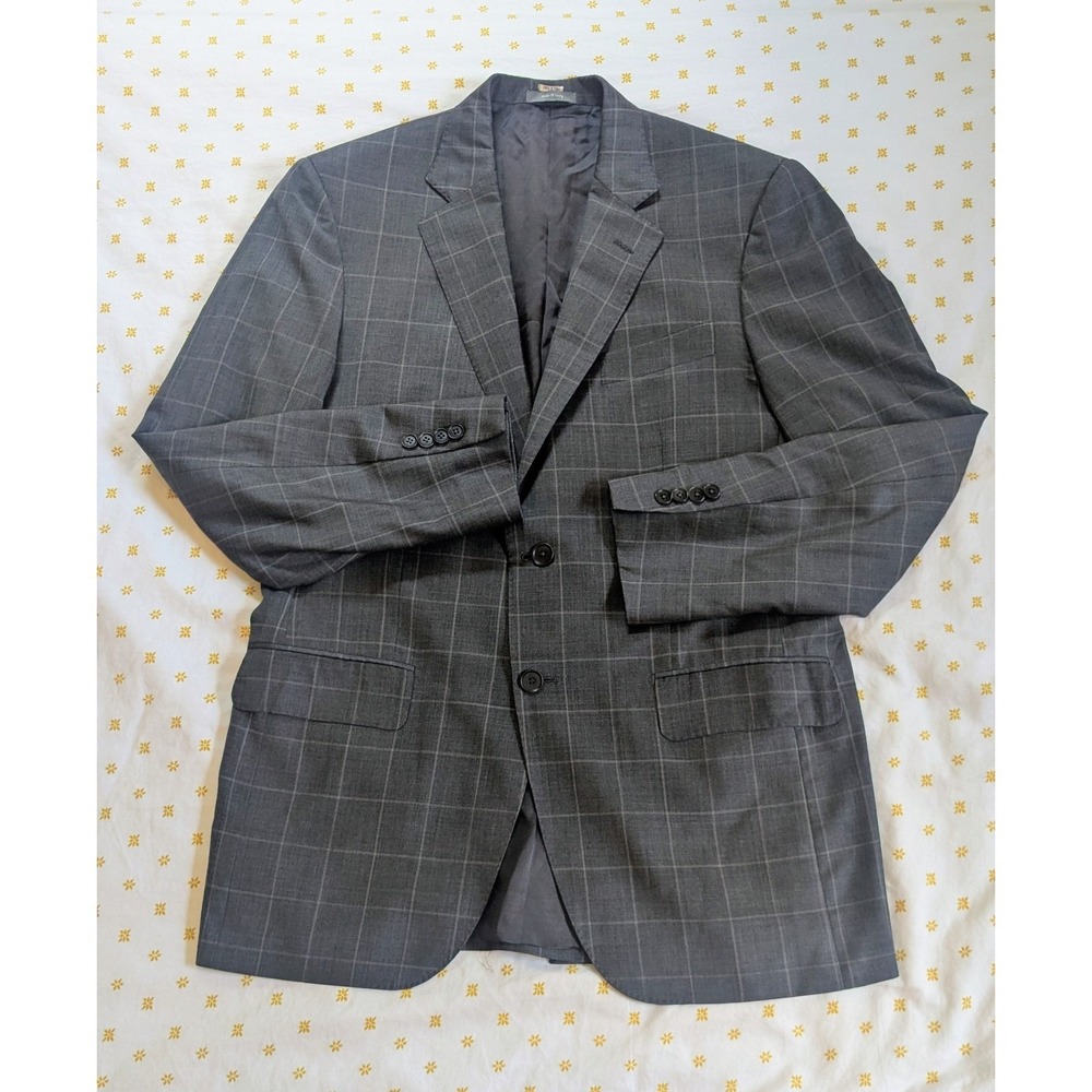 Loro Piana Wool Silk Summer Wish Blazer Super 170s Italy Gray Windowpane Men 39R